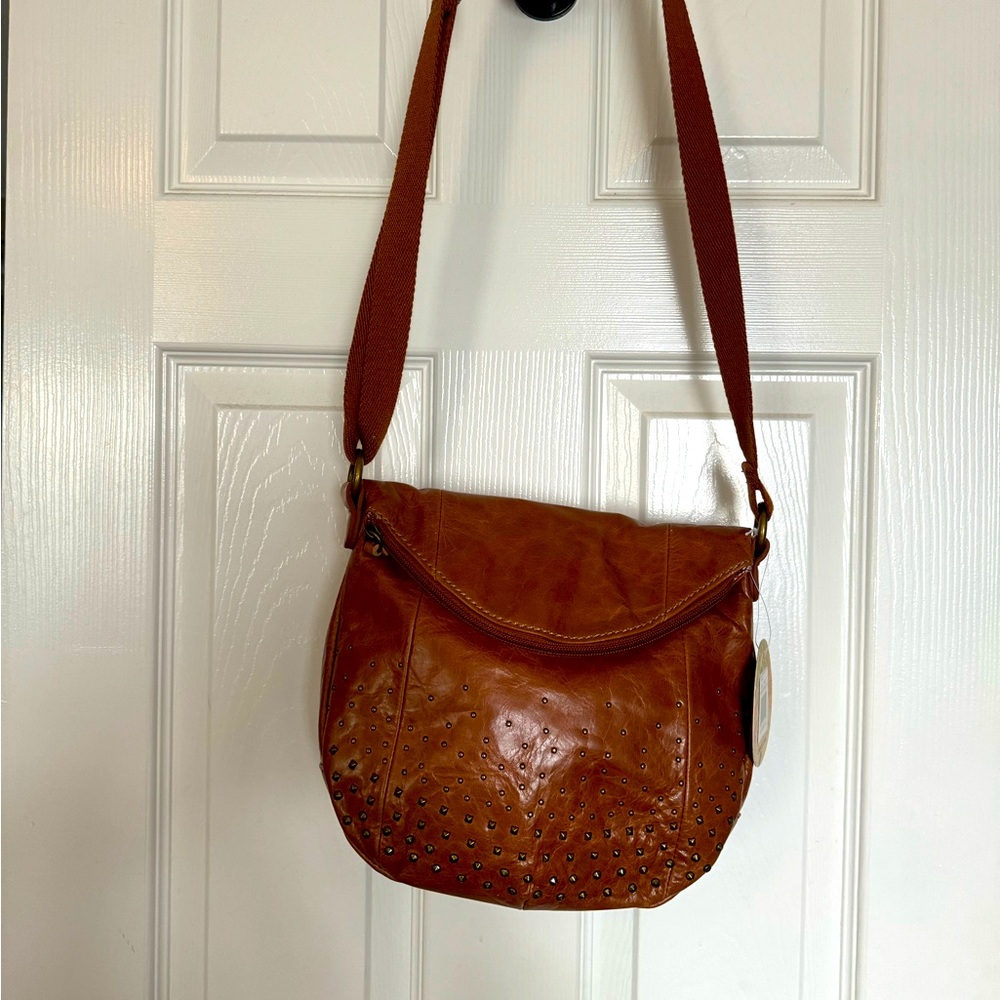 The Sak Deena Tobacco Stud Cross-Body Bag Flap Purse NWT